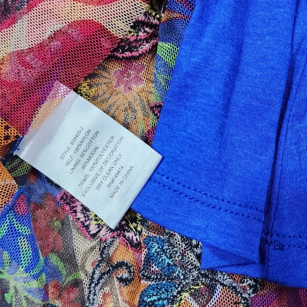 JOHNNY WAS Mazzy Midi Embroiderd Dress NWT Size S Vibrant Colorful - Picture 10 of 12